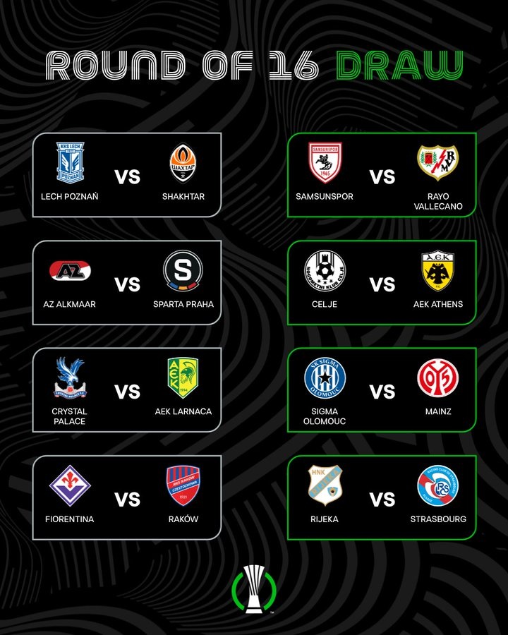 开云官网-欧协联1/8决赛对阵：水晶宫vsAEK拉纳卡 斯特拉斯堡vs里耶卡